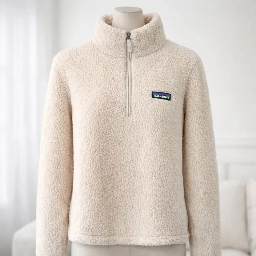 Patagonia Los Gatos Cream 1/4 Zip Fleece Pullover Jacket L